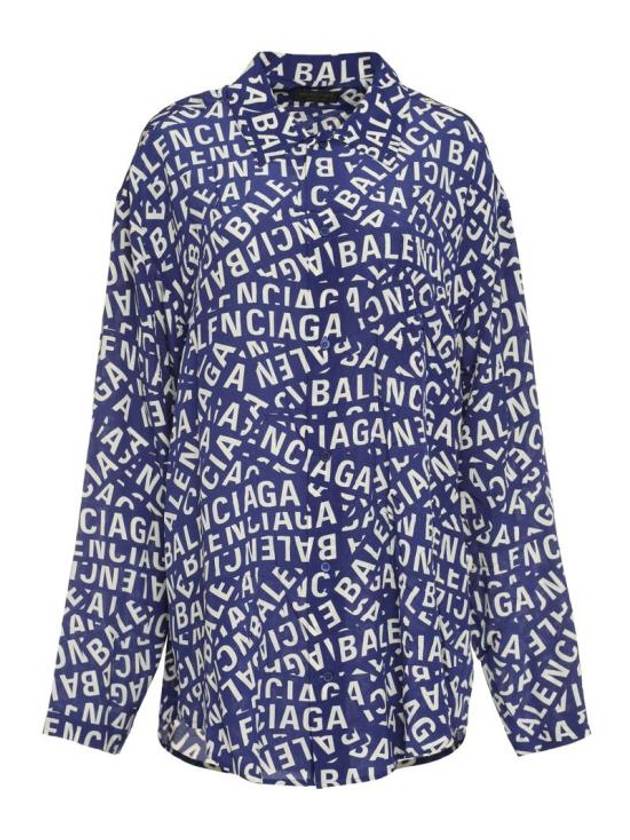 Luxury Balenciaga Trending 2026 All Over Logo Shirt Blue