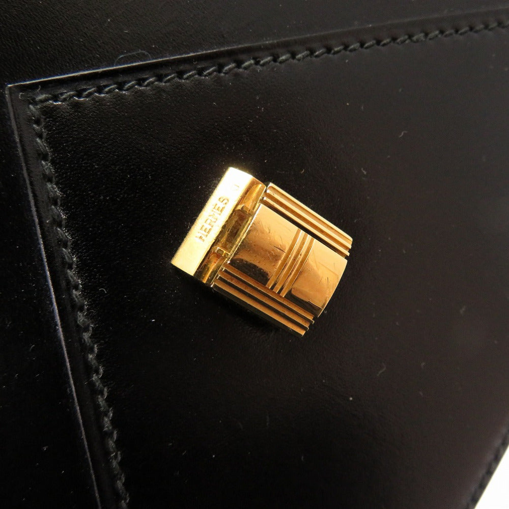 HERMES Shoulder Bag Box scarf black vintage Cadena Metal 2WAY Shoulder Bag Clutch Bag Women Used