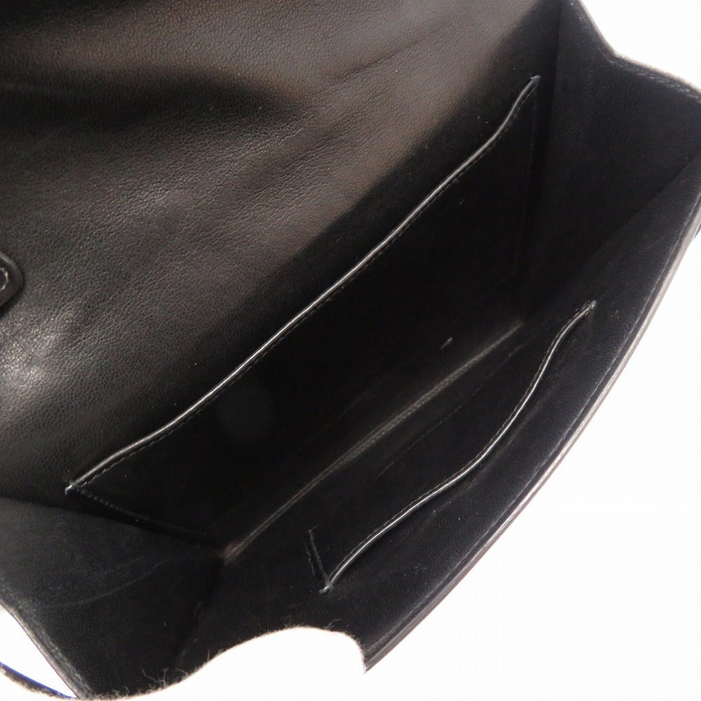 HERMES Shoulder Bag Box scarf black vintage Cadena Metal 2WAY Shoulder Bag Clutch Bag Women Used