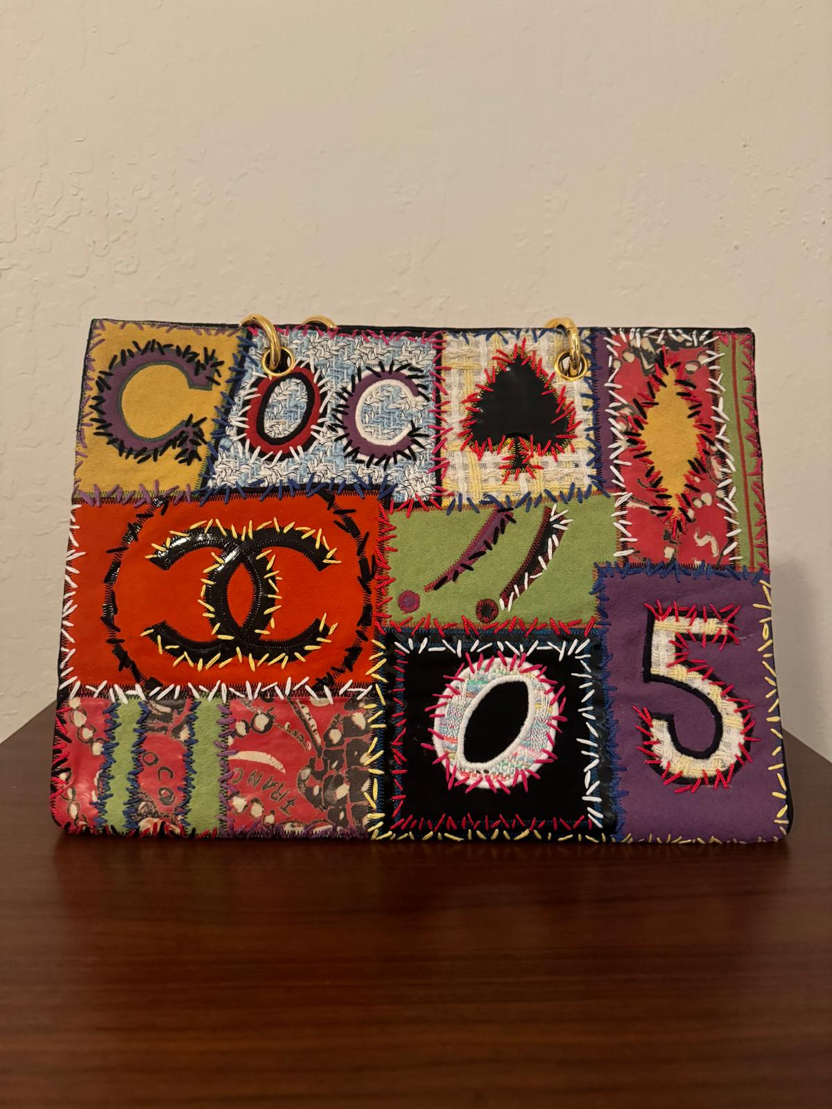 Chanel  1993 couture patchwork tote