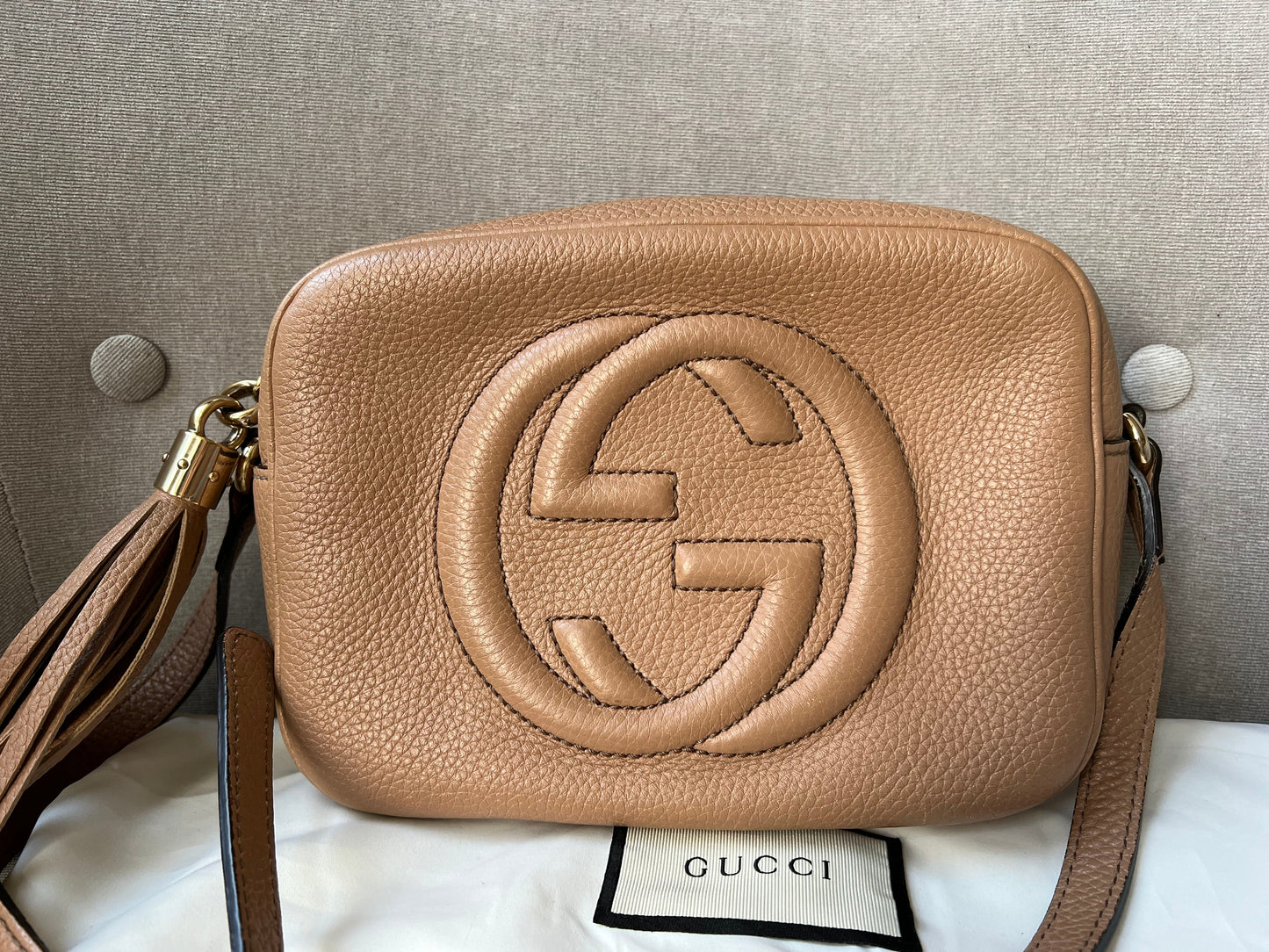 Gucci Soho Beige Leather Shoulder Bag Style 8