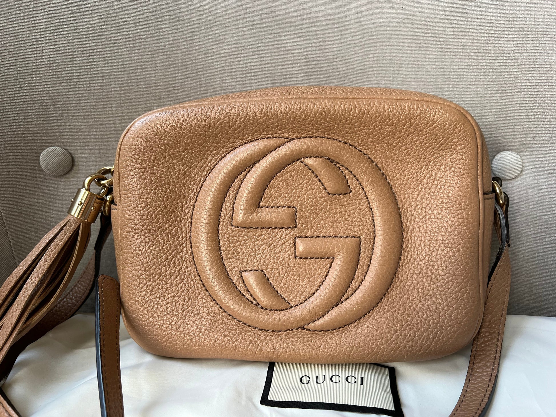 Gucci Soho Beige Leather Shoulder Bag Style 8