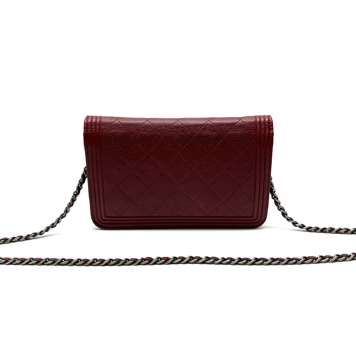 Chanel Wallet on Chain Boy Half Flap Red Caviar Leather
