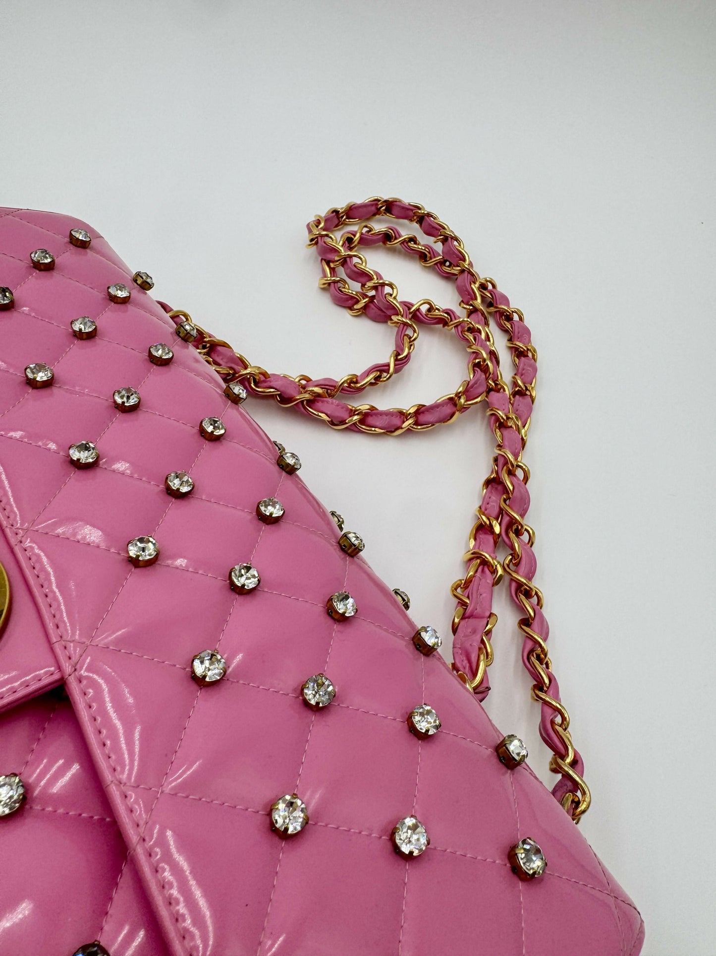 Chanel 1995  Barbie Pink Maxi Rhinestone Flap Bag
