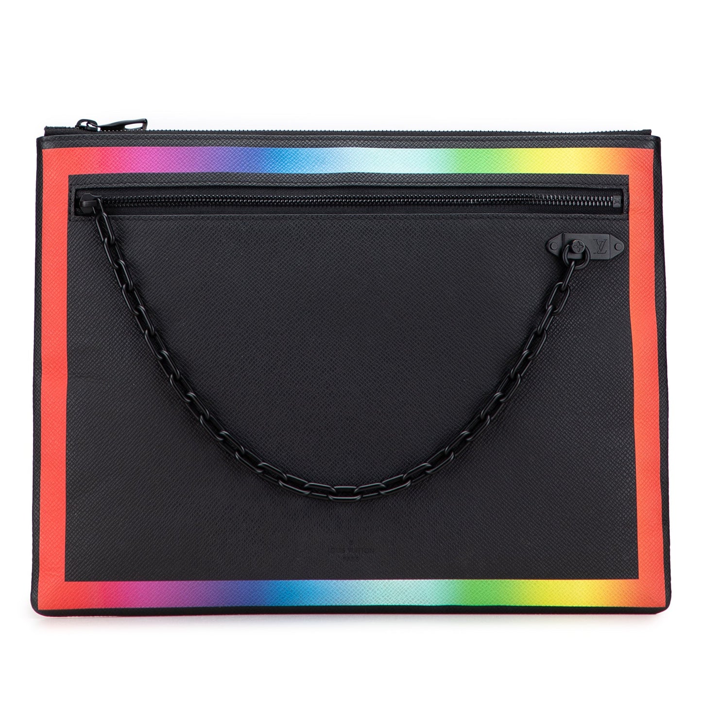 Black Louis Vuitton Taiga Rainbow Pochette A4 Clutch Bag
