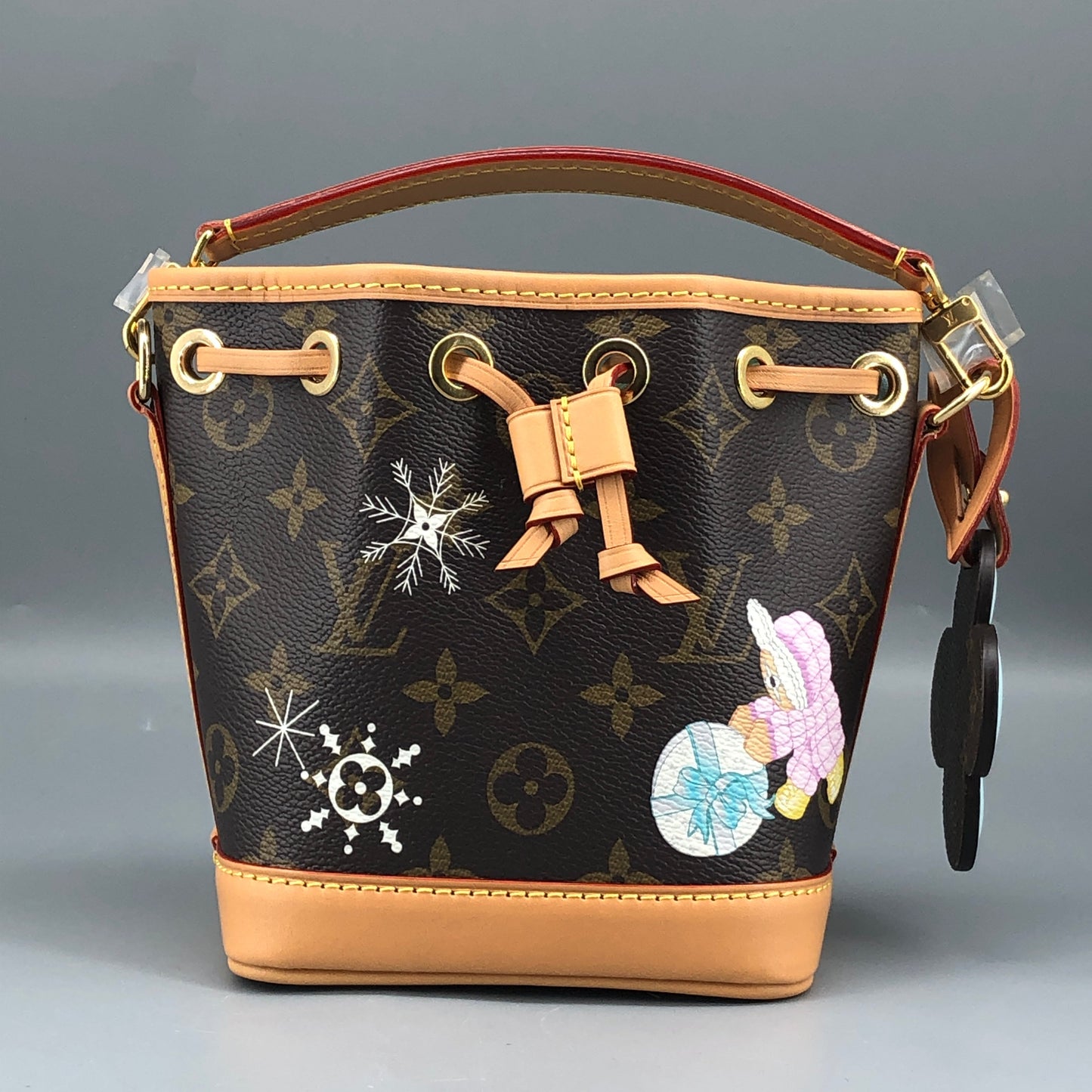 Louis Vuitton Nano Noé Limited Edition Vivienne Xmas Bucket Bag Brown