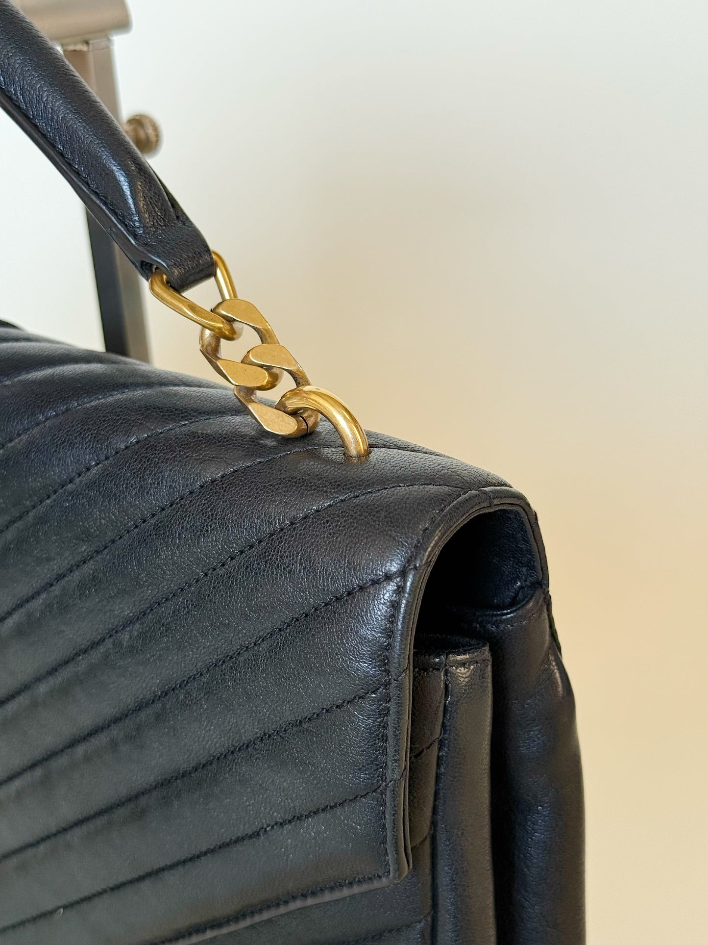 Saint Laurent Grain De Matelasse chevron monogram Stachel (Bundle with Louis Vuitton Clutch)