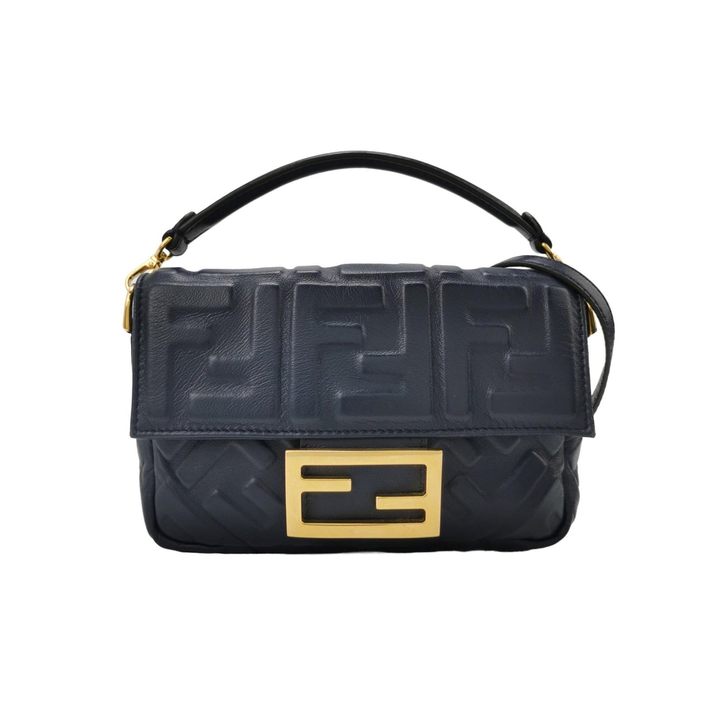 Fendi Baguette Mini Navy Nappa Leather Crossbody Bag