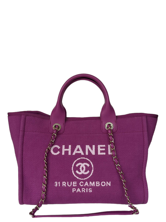 Chanel Mixed Fibers Magenta Small Deauville Tote Bag