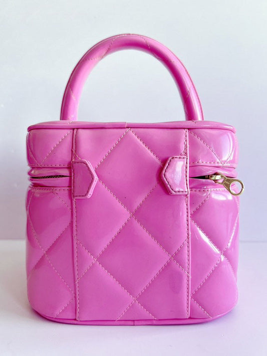 CHANEL 1995  "Barbie" Heart-Mirror Vanity Case Bag in pink