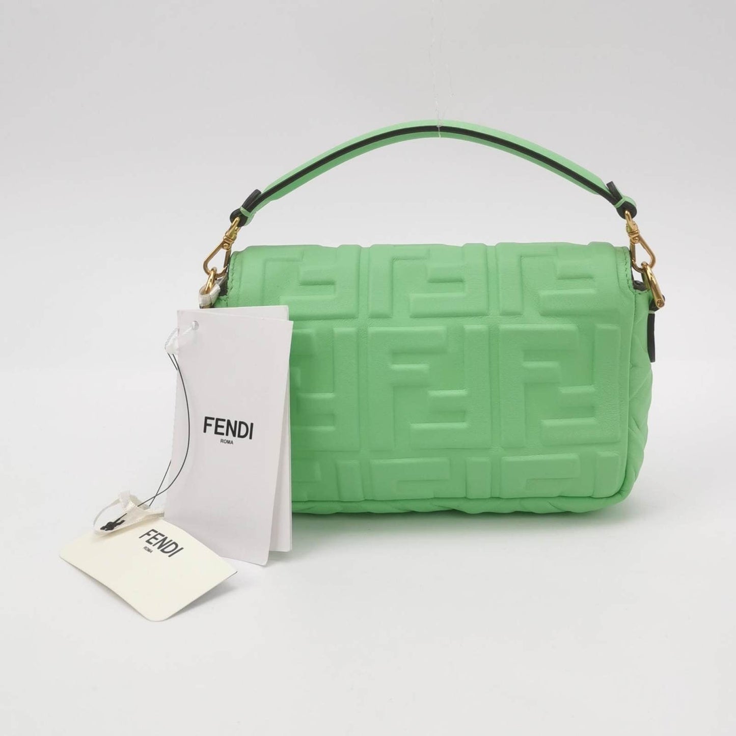Fendi Baguette Mini Green Nappa Leather Crossbody Bag