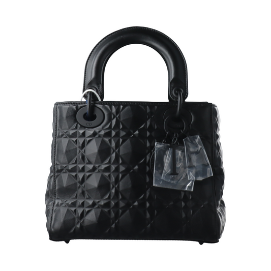 Lady Dior Small My Abcdior So Black Diamond Motif Caflskin Leather