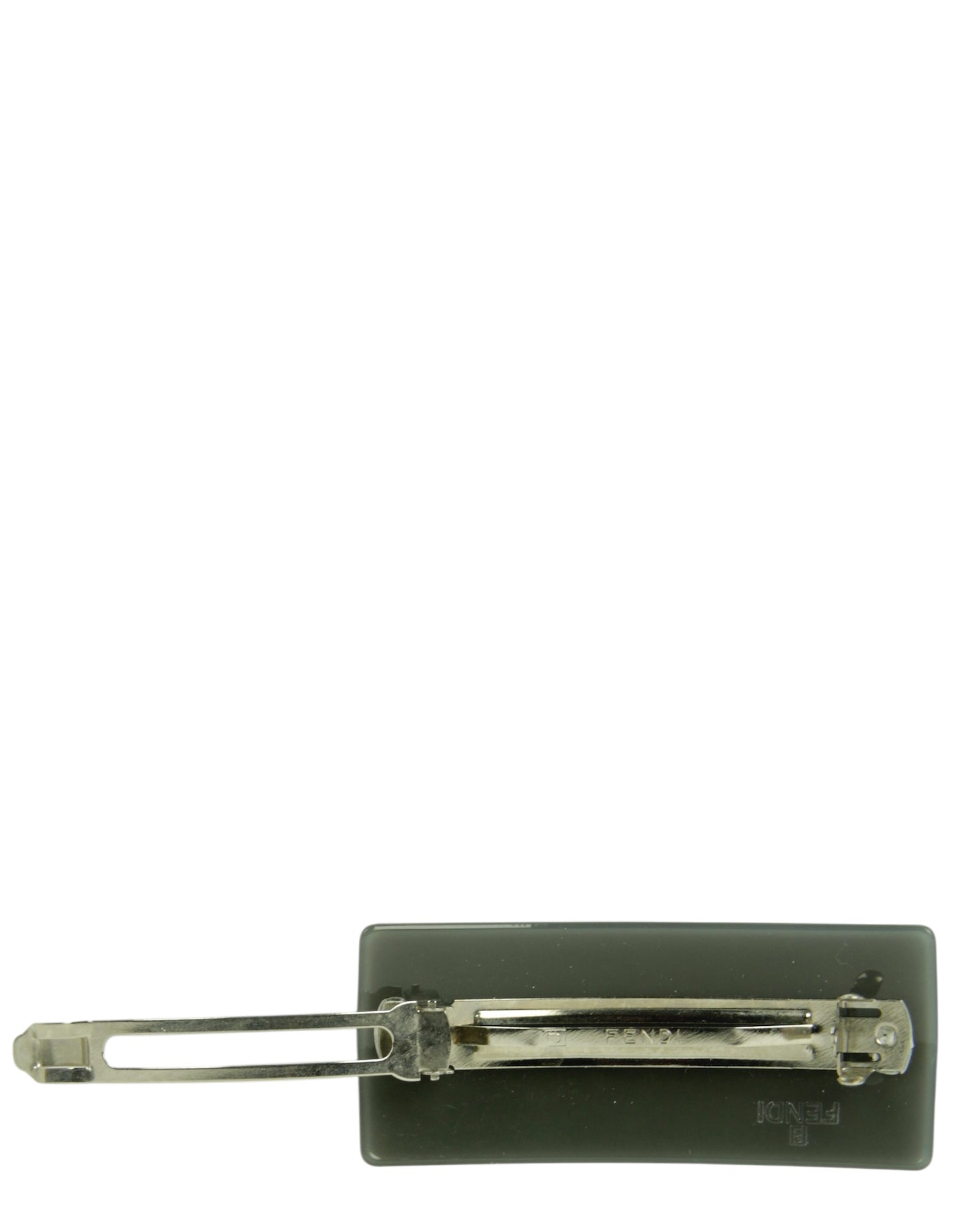 Fendi Grey Resin Logo Hair Barrette
