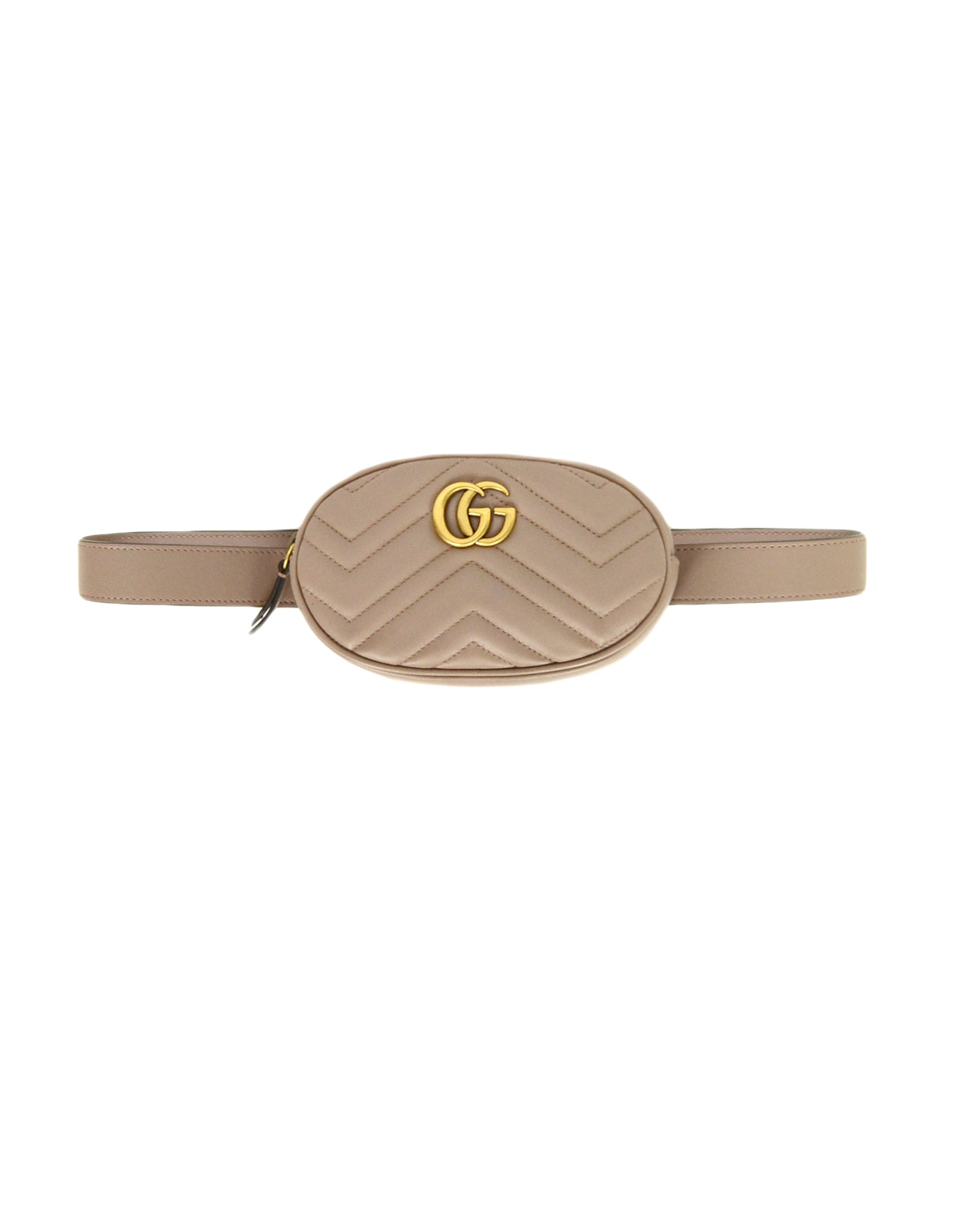 Gucci Porcelain Rose Beige GG Marmont Small Matelasse Belt Bag sz 85/34"