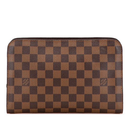 Brown Louis Vuitton Damier Ebene Saint Louis Pochette Clutch Bag