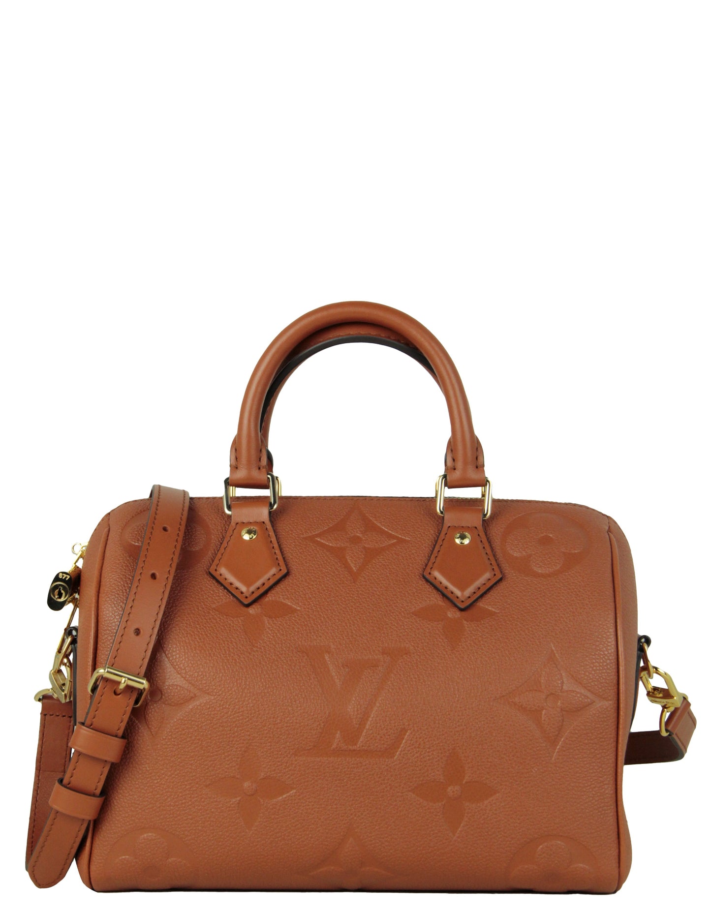 Louis Vuitton Cognac Empreinte Monogram Giant Speedy Bandouliere 25 Bag