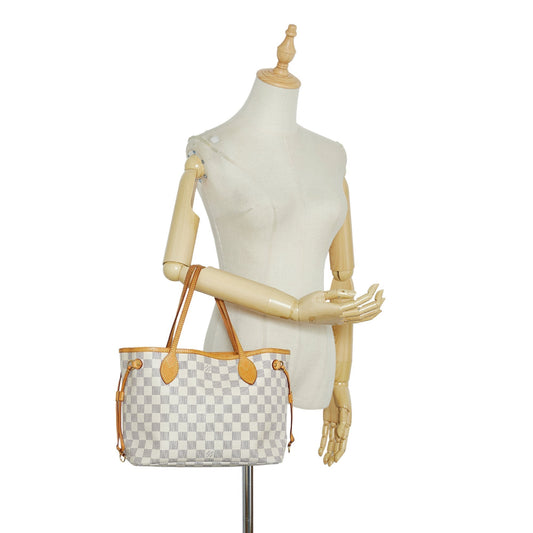 LOUIS VUITTON Damier Azur Neverfull PM White Tote