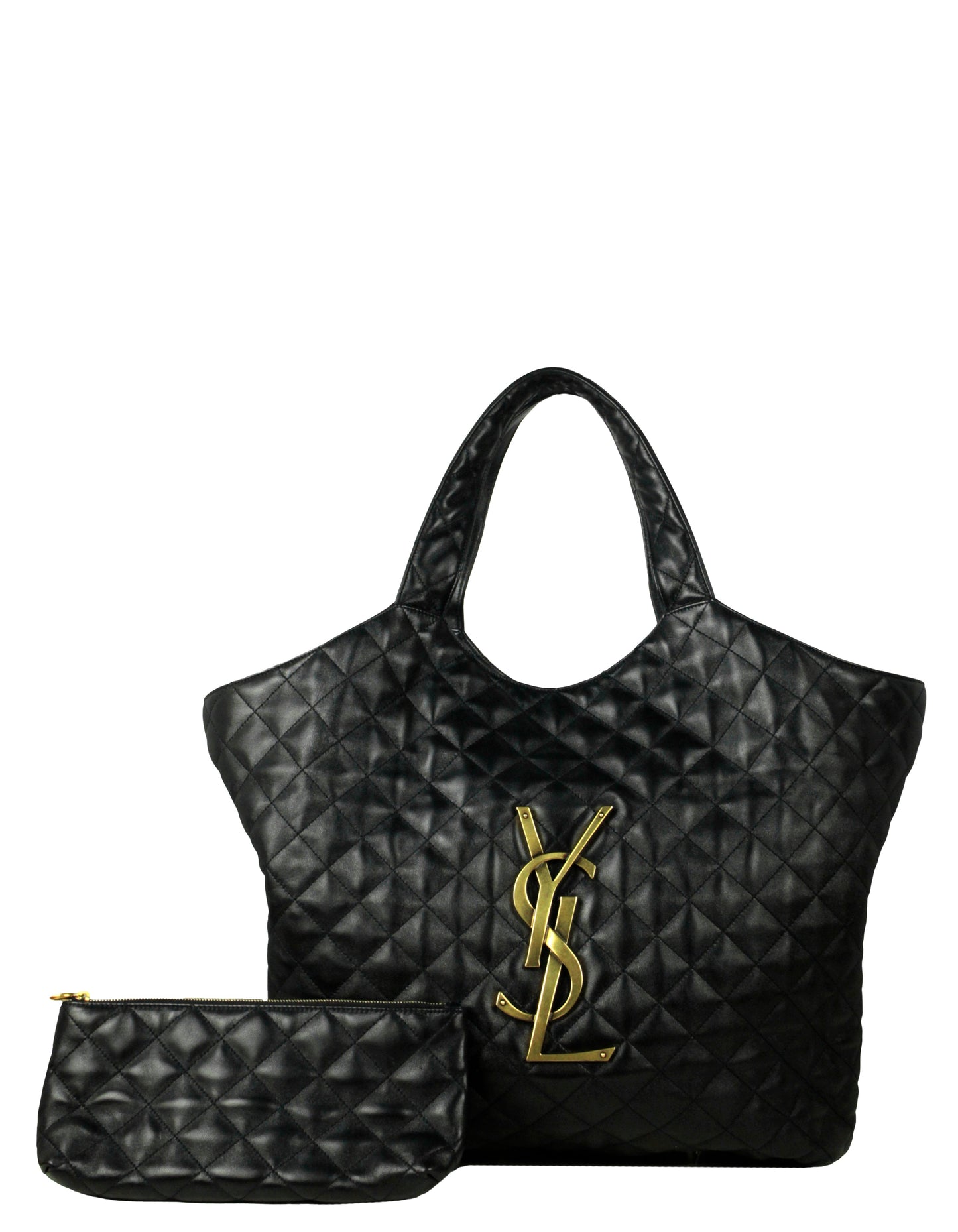 Saint Laurent NEW Black Quilted Leather Icare Maxi Shopping Tote Bag