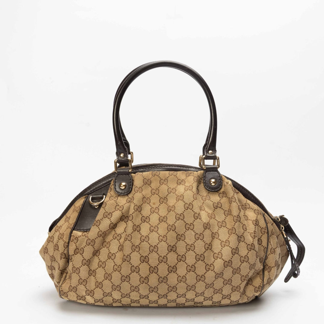 Gucci Monogram Leather Canvas Tote