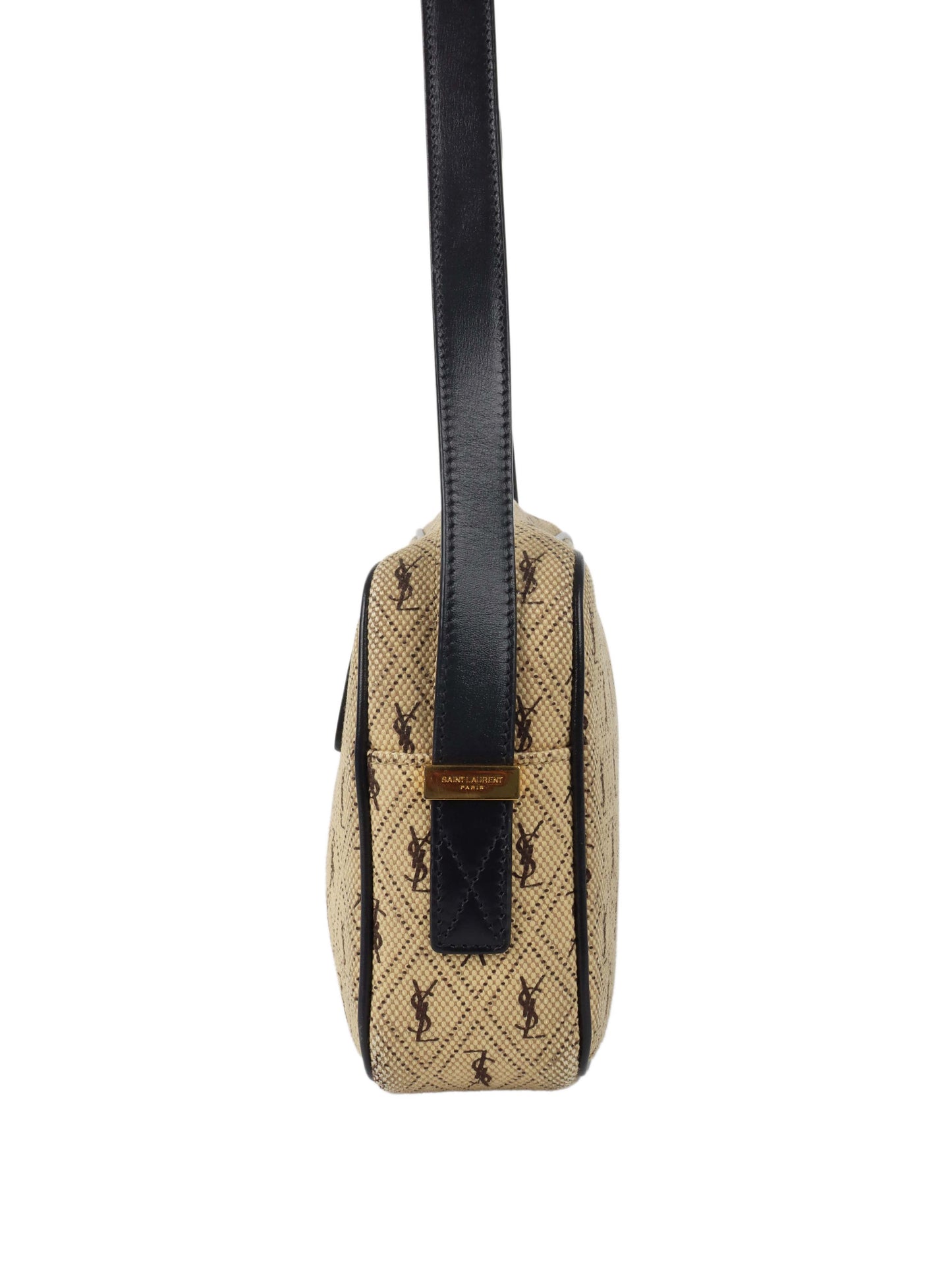 Saint Laurent Monogram All Over Canvas Camera Bag.