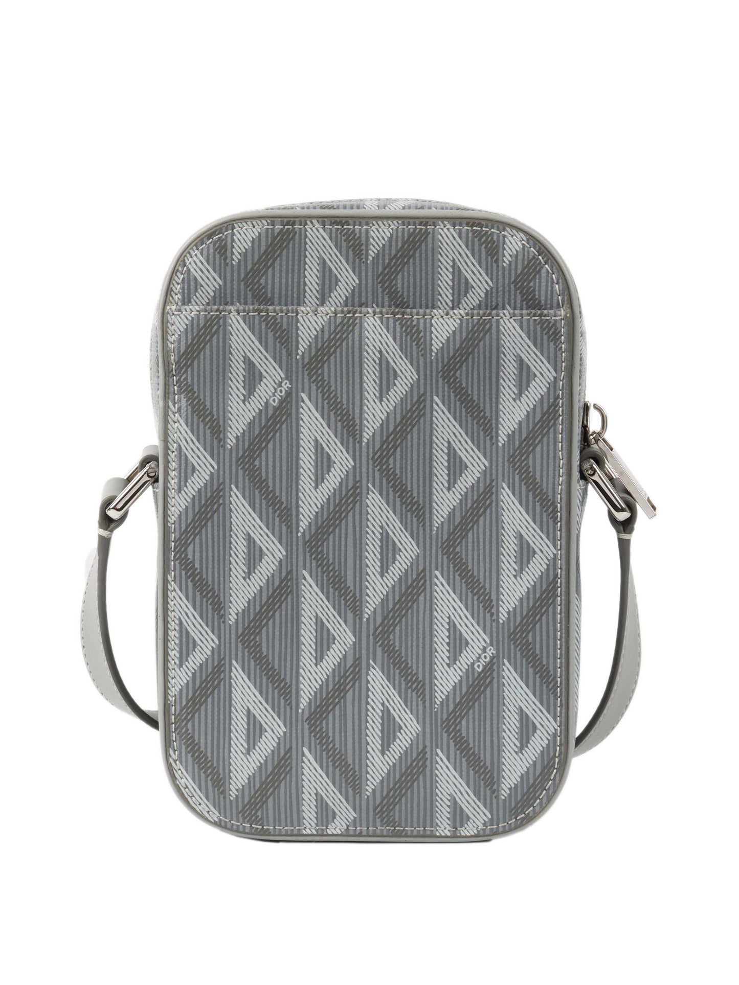 Dior Silver 'Hit The Road' Vertical Crossbody Pouch.