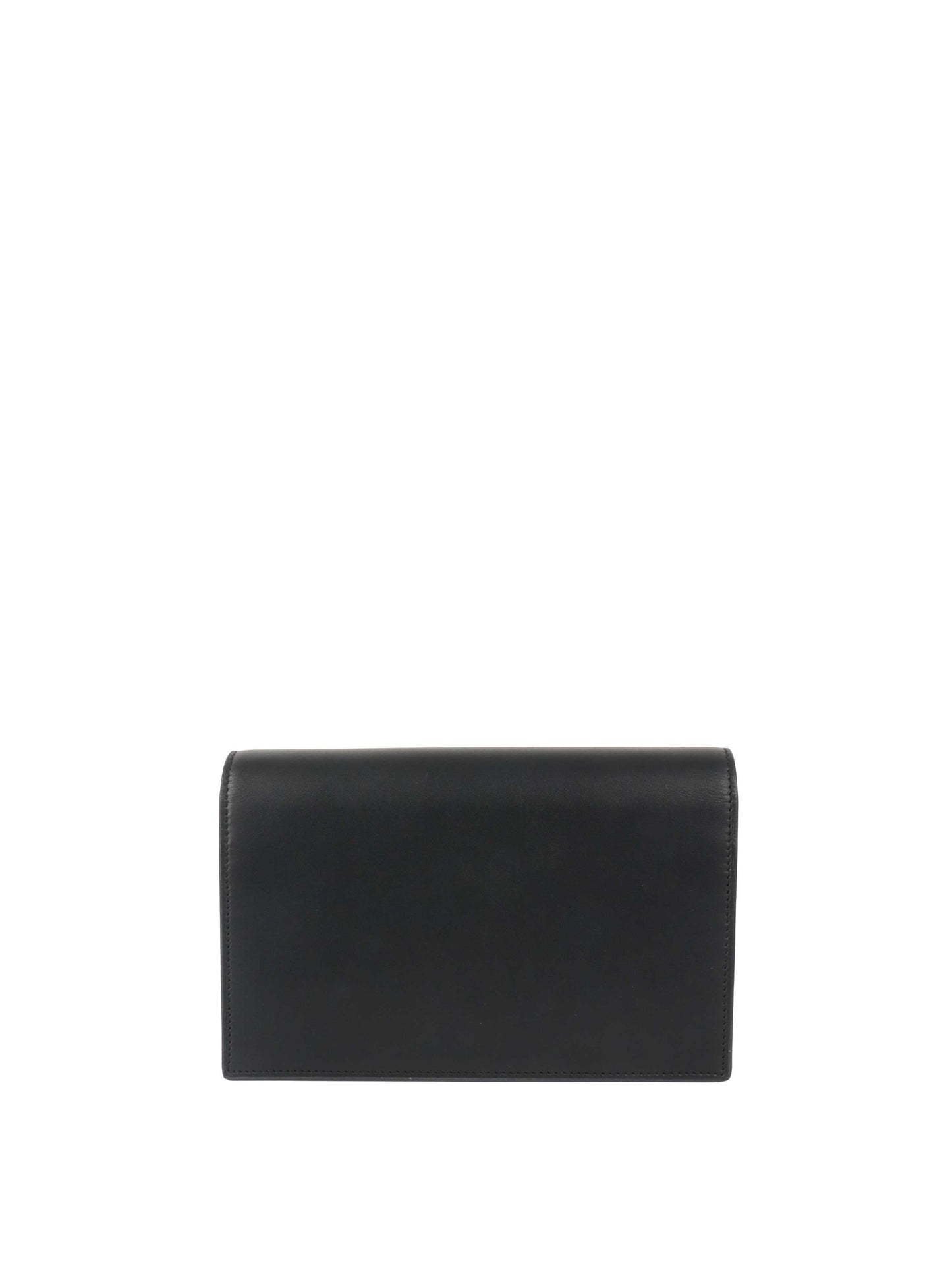 Saint Laurent Small Black Kate Wallet on Chain with Gold Tassel.