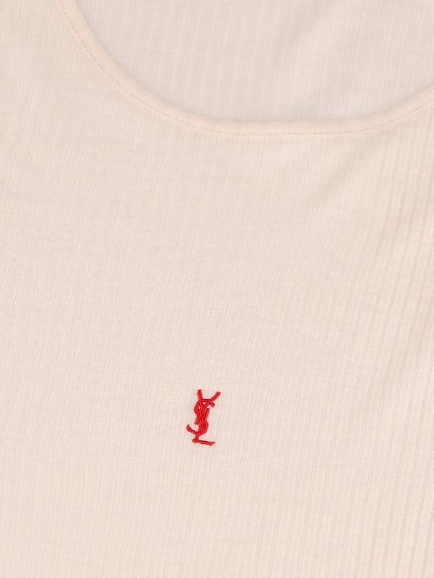 Luxury Saint Laurent Trending 2025 Cassandre Embroidered Logo Wool Sleeveless White