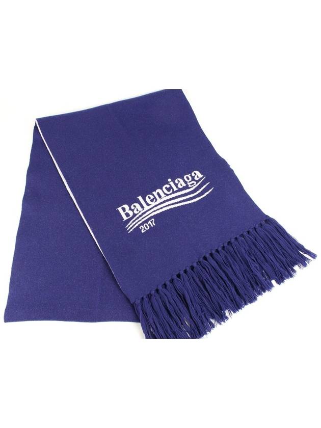 Luxury Balenciaga Trending 2026 Wave logo wool muffler blue