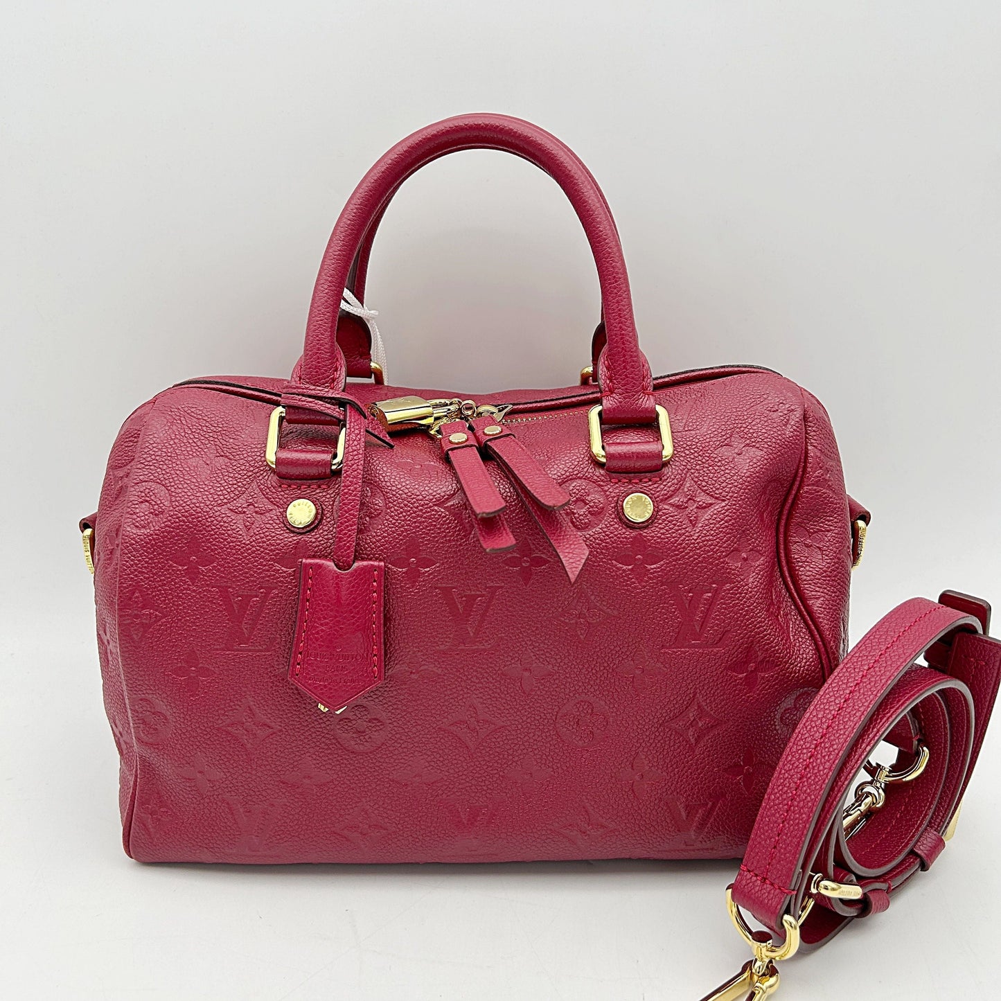 Louis Vuitton Monogram Empreinte Speedy Bandouliere 25 - Burgundy Handle Bags, Handbags LA29587