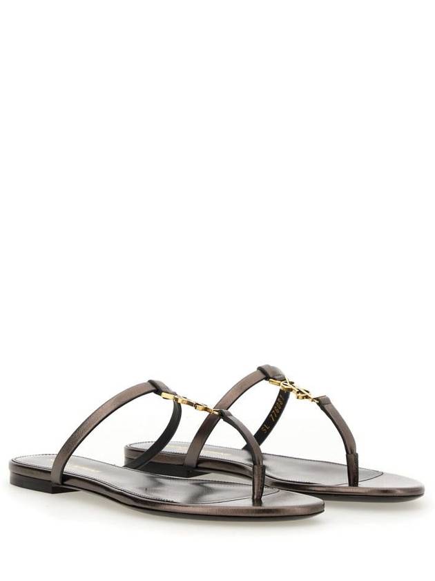 Luxury Saint Laurent Trending 2025 Cassandra Slide Leather Flip Flops Brown