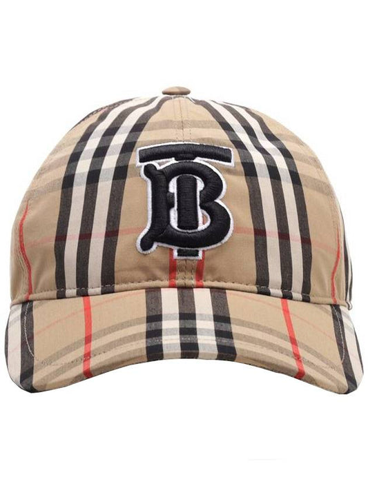 Luxury Burberry Vintage Check Motif Ball Cap Beige