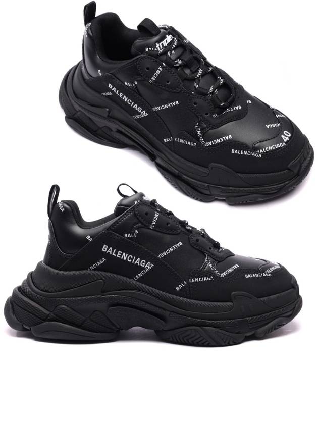 Luxury Balenciaga Trending 2026 Allover Logo Triple S Low Top Sneakers Black