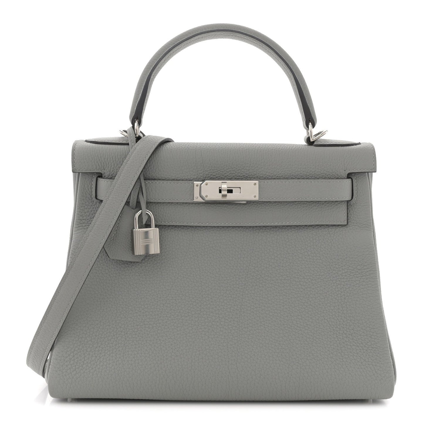 Hermes Togo Horseshoe Kelly Retourne 28 Gris Mouette