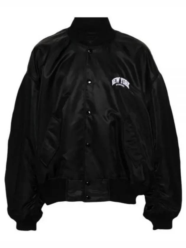 Luxury Balenciaga Trending 2026 New York Embroidery Bomber Jacket Black