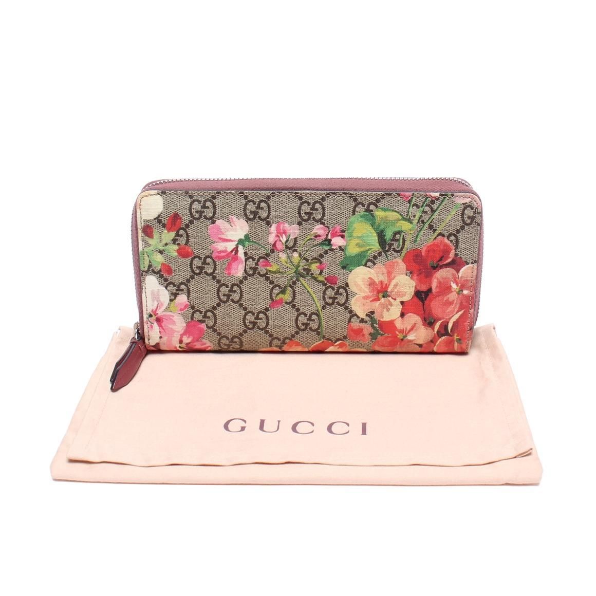 Gucci Beige GG Supreme Canvas Blooms Zip Around Wallet Gucci ITLZ35ZZ6VJQ