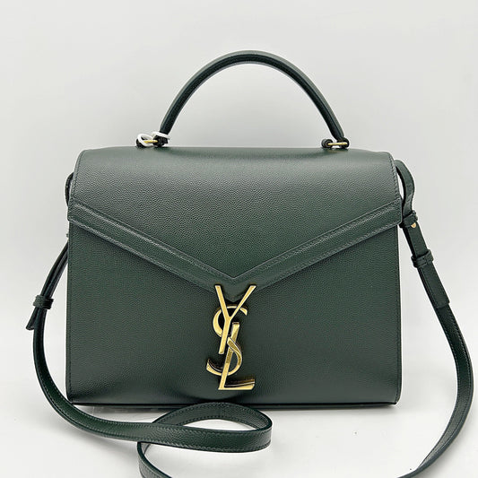 Yves Saint Laurent YSL Green Monogram Cassandra Leather Satchel Pony-style calfskin LA35162