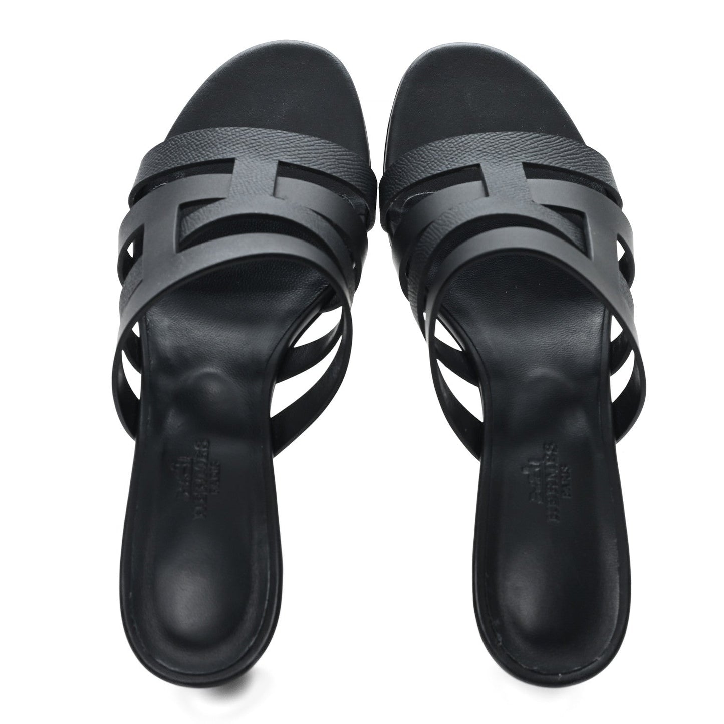 Hermes Calfskin Epsom Amica Sandals 39 Black