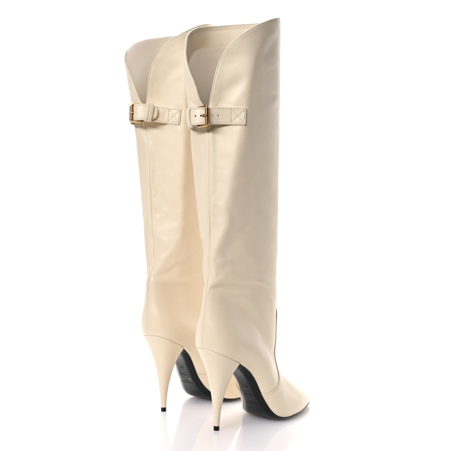 Saint Laurent Lambskin Koller 110 Tall Boots 40 Real Beige