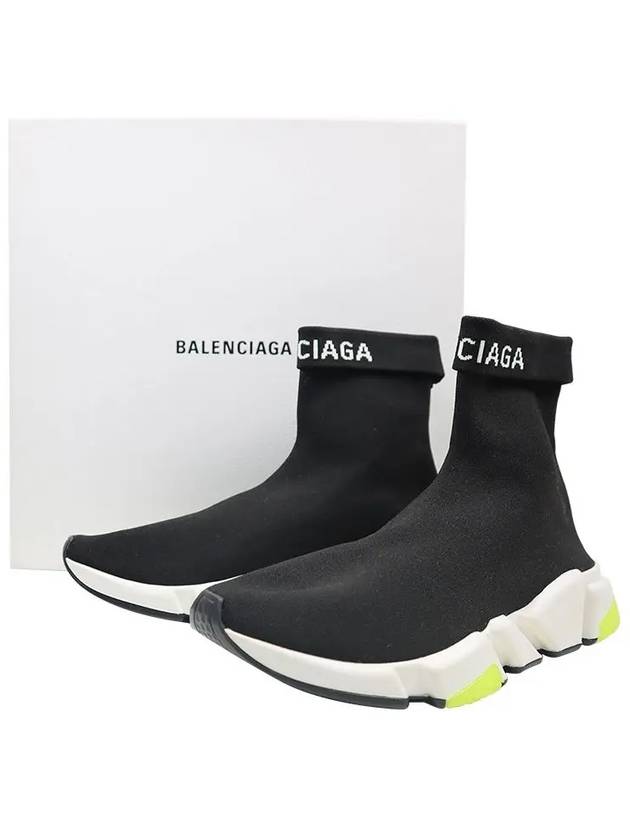 Luxury Balenciaga Trending 2026 Speed Cuffed Logo High Top Sneakers Neon Yellow Black