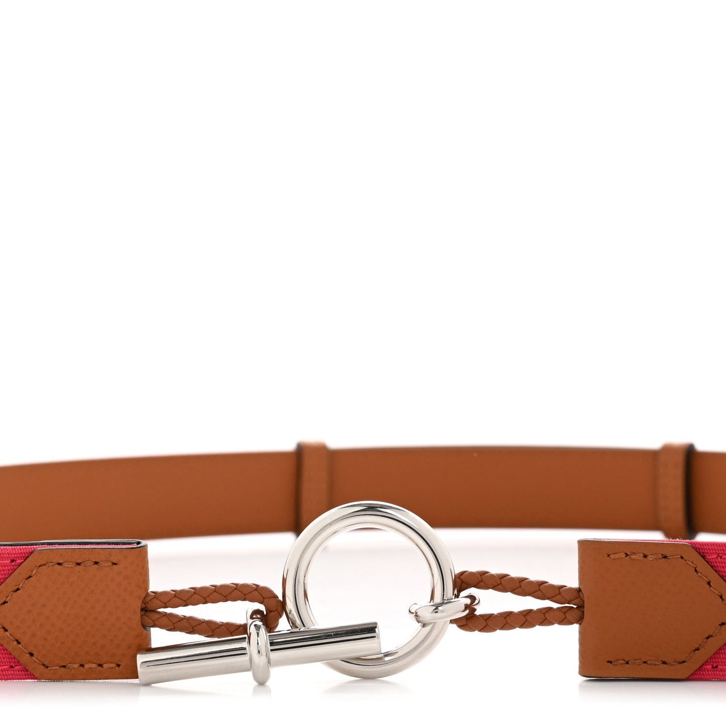 Hermes Toile Epsom Reversible Babord 24mm Belt Rose Extreme Gold
