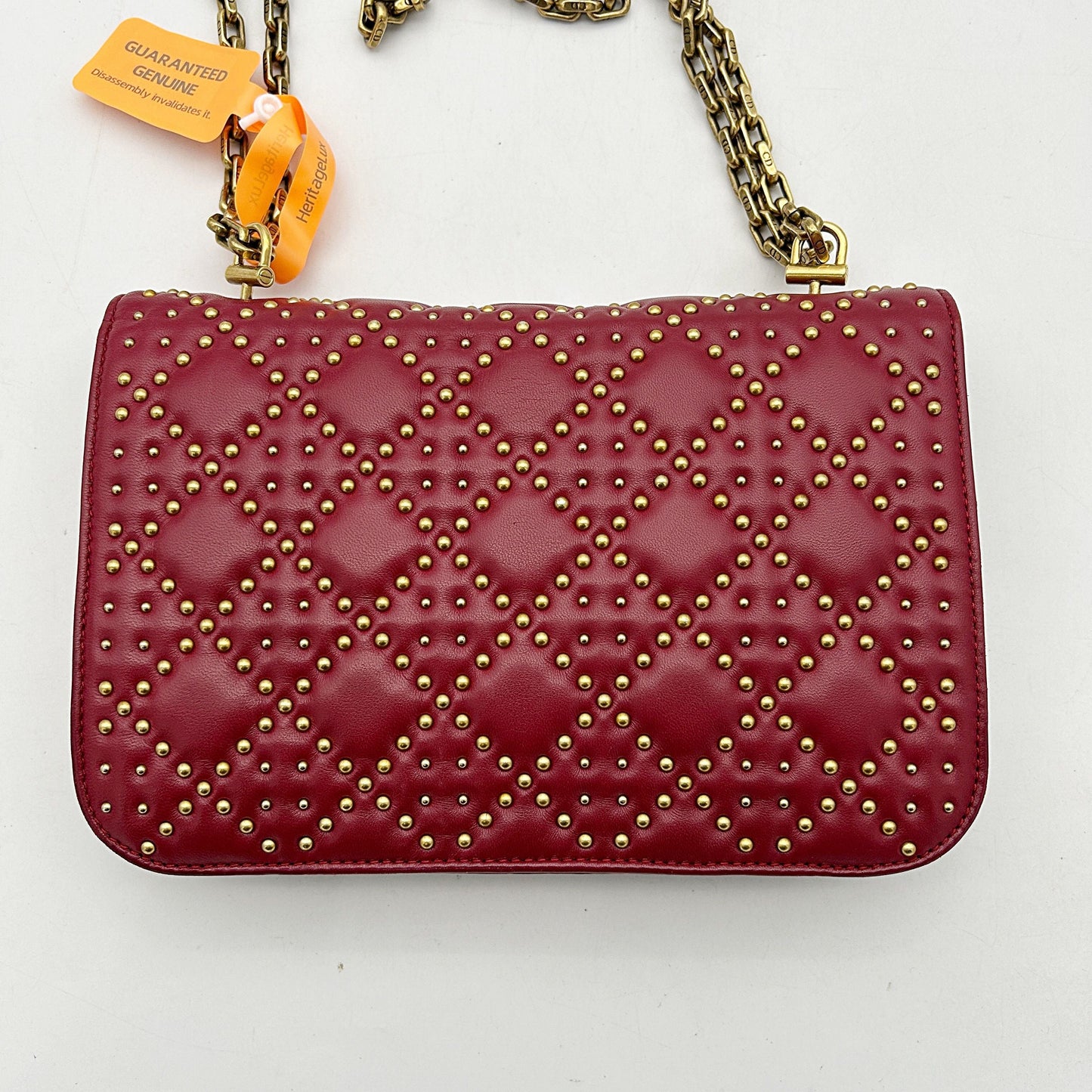 CHRISTIAN DIOR Lambskin Cannage Studded Small Dioraddict Flap Bag Red 2506042411