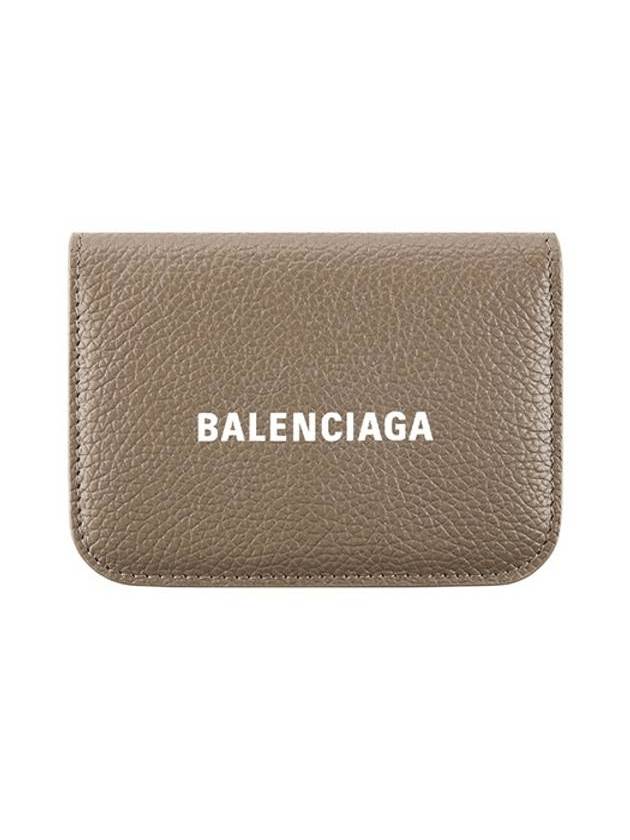 Luxury Balenciaga Trending 2026 Logo Tripold Leather Half-Wallet Brown