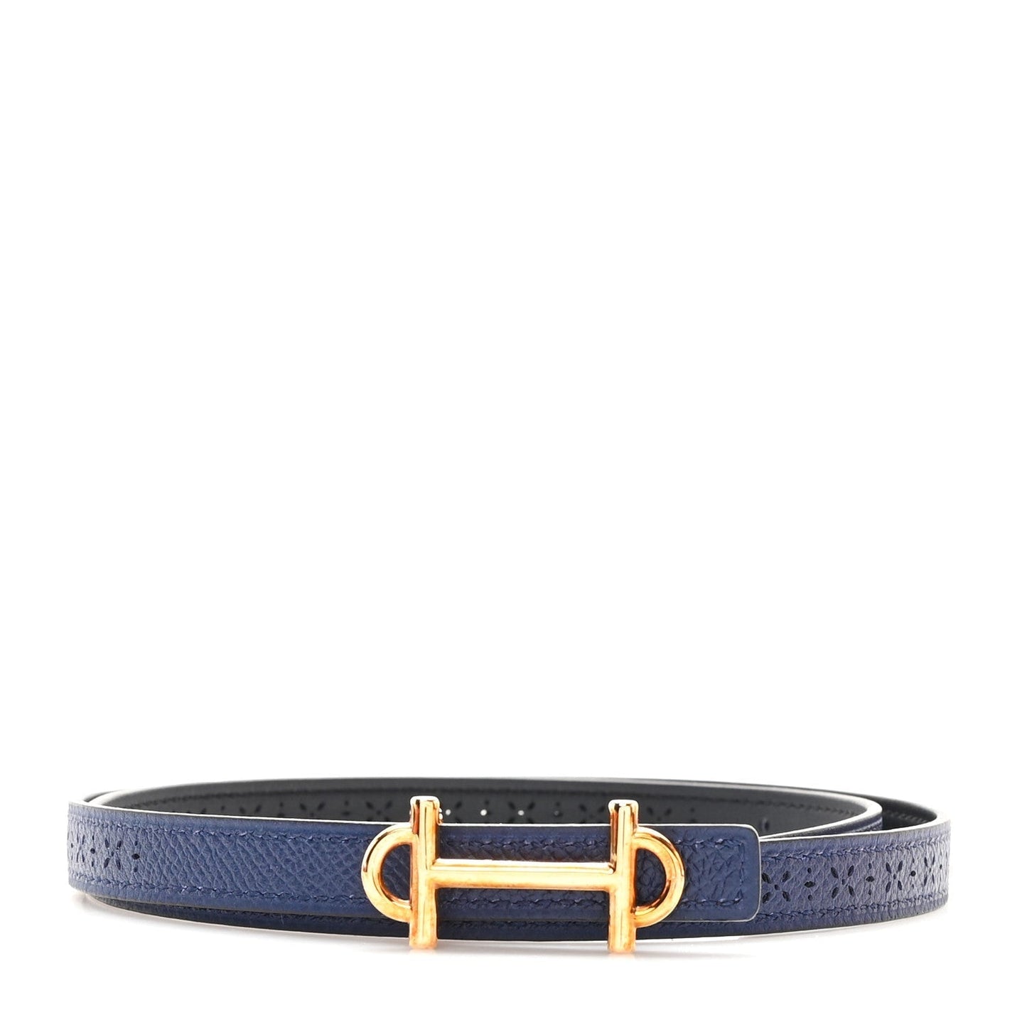 Hermes Epsom Swift Perforated 24mm Mors H Belt 70 28 Black Bleu Saphir