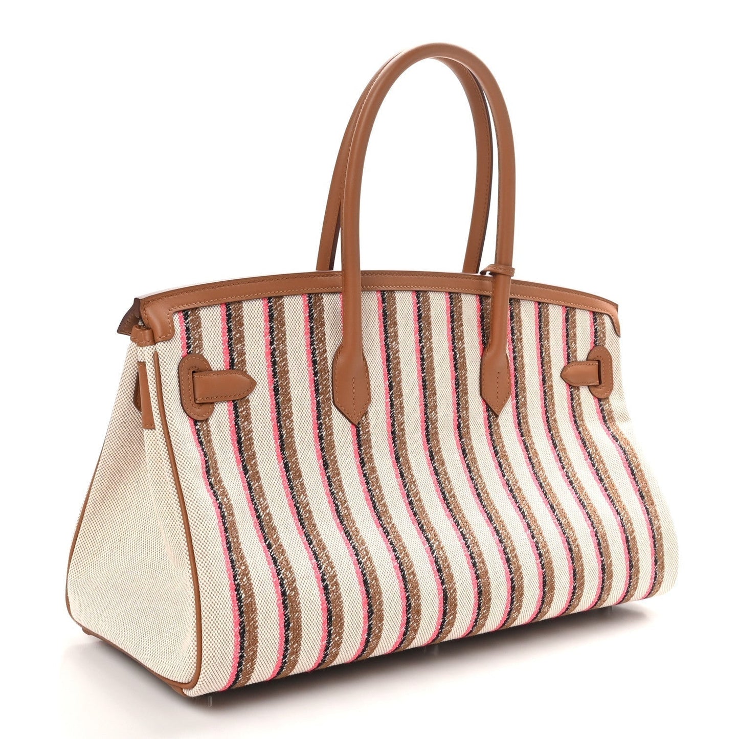 Hermes Toile Swift Broderie Shoulder Birkin Light 39 Gold Fauve Rose Pop Black