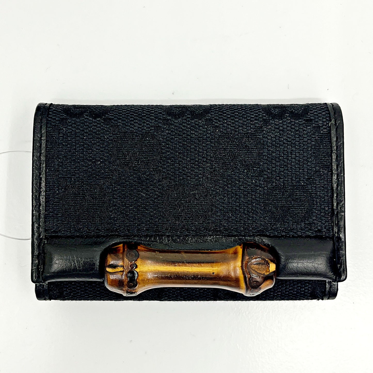 Gucci Black Guccissima Print Leather Tri-fold Key and Card holder gu6607sn