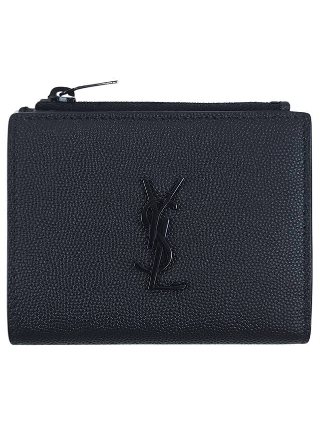 Luxury Saint Laurent Trending 2025 Grande Poudre Monogram Zipper Half Wallet Black
