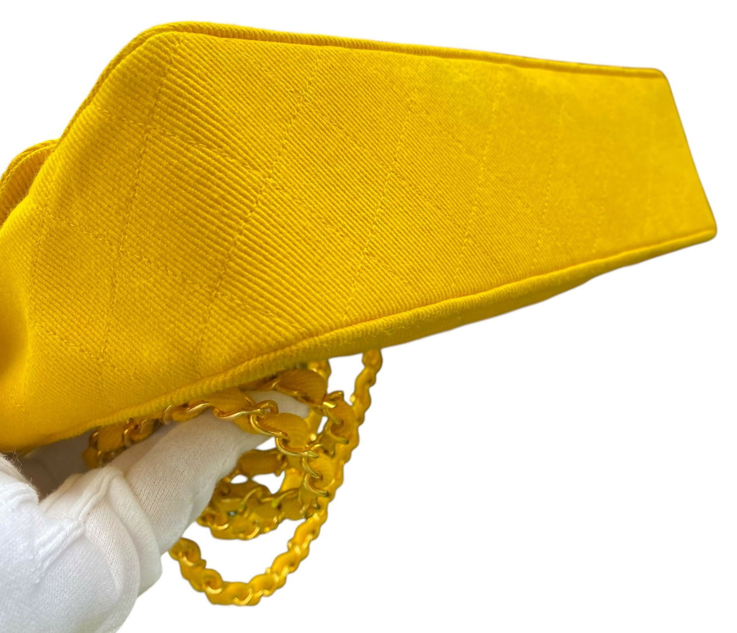Chanel 90s Yellow Denim Medium Classic Flap Bag 24K Gold Hardware