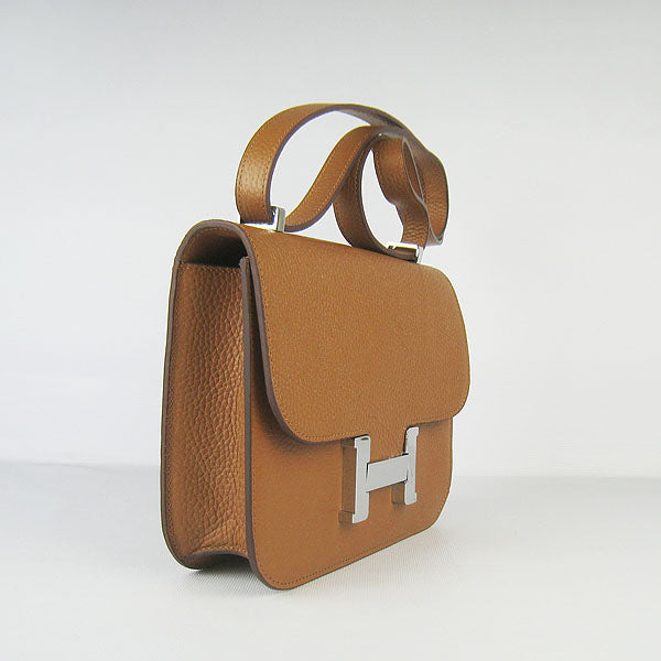 Luxury Hermes Constance Cowskin Leather Bag H017 light coffee silver