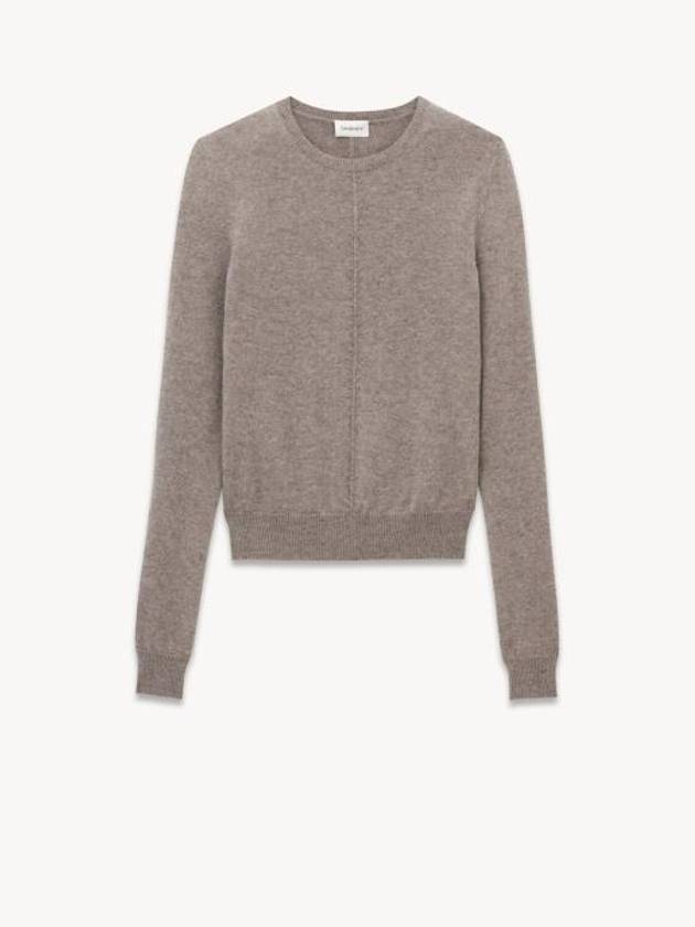 Luxury Saint Laurent Trending 2025 Openwork Cashmere Sweatshirt Taupe