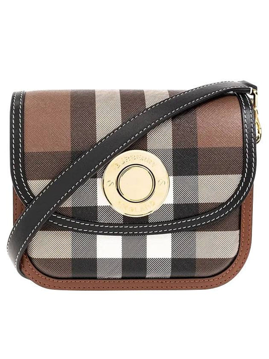Luxury Burberry Elizabeth Check Leather Small Shoulder Bag Brown